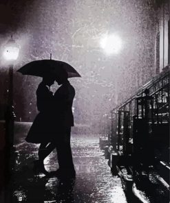 Couple Rain Silhouette Paint By Number
