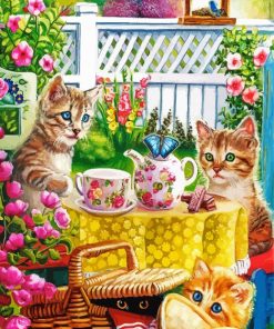 Cute Cats In Garden Paint By Number