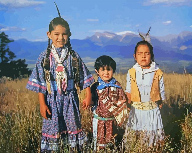 Cute Native American Children Paint By Number