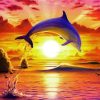Dolphin At Sunset Seascape Paint By Number
