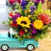 Flowers And Cyan Car Paint By Number