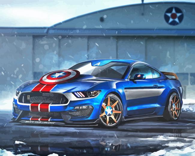 Captain America Ford Mustang GT350R Paint By Number