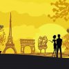 Paris Couple Silhouette Art Paint By Number