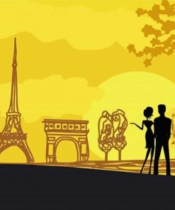 Paris Couple Silhouette Art Paint By Number