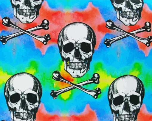 Psychedelic Skull And Crossbones Paint By Number