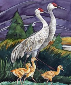 Sandhill Crane Family Art Paint By Number