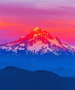 Snow Mountains Red Sunset Paint By Number