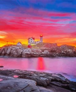 Sunrise Over Nubble Lighthouse Paint By Number