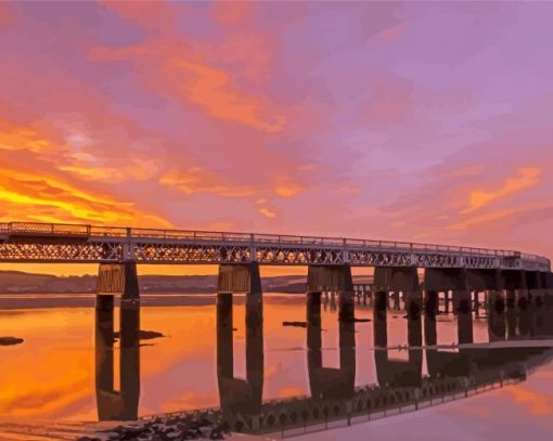Tay Railway Bridge Dundee At Sunset Paint By Number