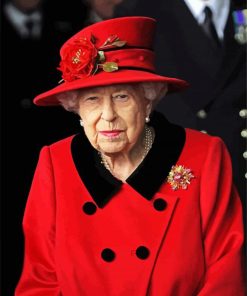 The Queen Elizabeth In Red Paint By Number