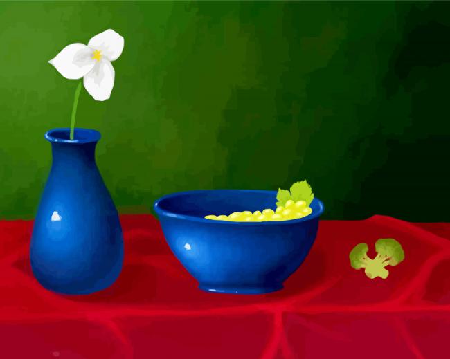 Trillium Flower In Vase And Grapes Art Paint By Number