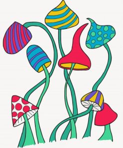 Abstract Colorful Mushrooms Paint By Number