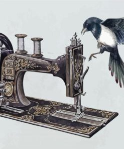 Aesthetic Bird On Sewing Machine Paint By Number