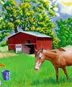 Barn And Horses Art Paint By Number