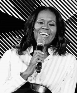 Black And White Michelle Obama Paint By Number