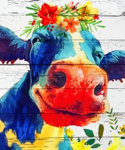 Colorful Flowers Cow Paint By Number