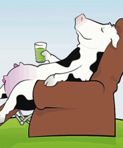 Cute Cow On A Couch Paint By Number