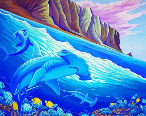 Hammerhead Shark Animals Art Paint By Number