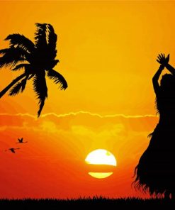Hawaiian Hula Dance Sunset Silhouette Paint By Number