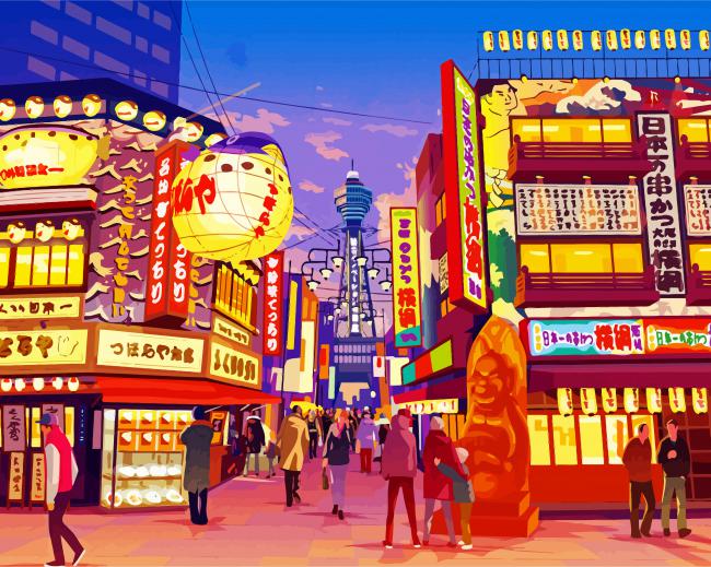 Japan City Illustration Paint By Number
