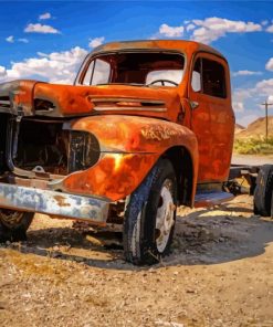 Orange Truck In Desert Paint By Number