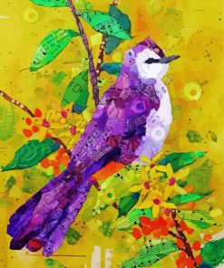 Purple Bird Collage Paint By Number