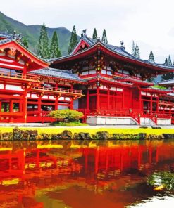 Red Byodo In Temple Paint By Number