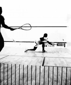 Squash Sport Players Silhouette Paint By Number