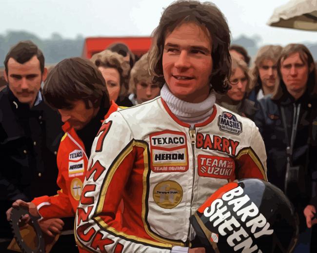 Barry Sheene Motorcycle Racer paint by numbers