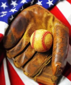Baseball American Flag Art Illustration paint by numbers