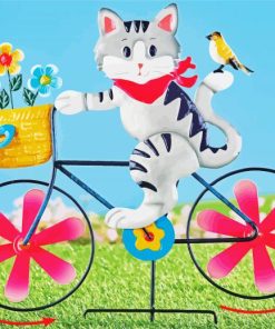 Bicycle Cartoon Cat paint by numbers