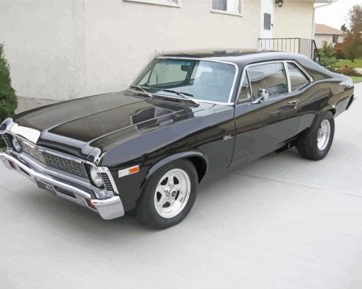 Black 72 Chevy Nova paint by numbers