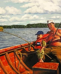 Boy And Grandpa Fishing paint by numbers