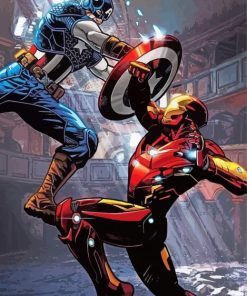 Captain America And Iron Man paint by numbers