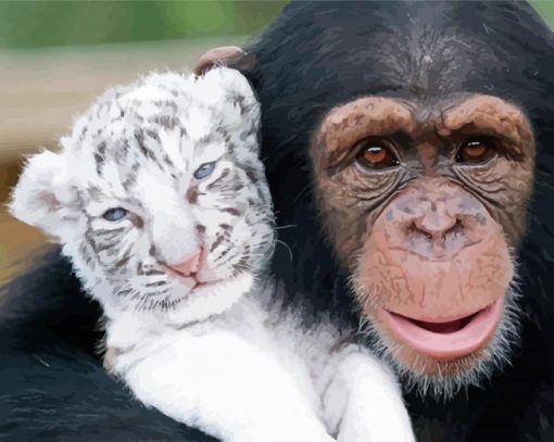 White Tiger And Monkey paint by numbers