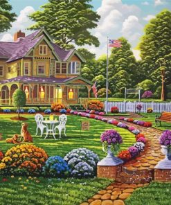 Colonial House Garden Paint By Numbers
