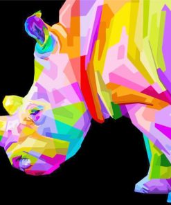 Colorful Rhino Animal paint by numbers