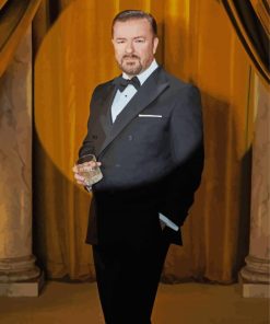 Comedian Ricky Gervais paint by numbers