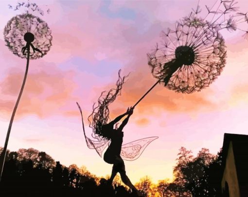 Dandelion Fairy Dance paint by numbers