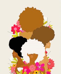 Floral Black Women paint by numbers