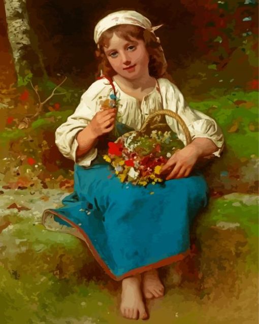Little Girl With Basket paint by numbers