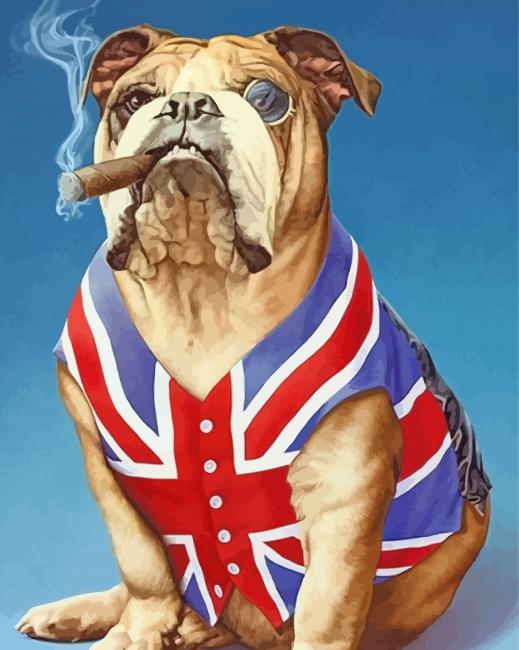 Patriotic Bulldog paint by numbers