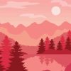 Pink Landscape Illustration paint by numbers