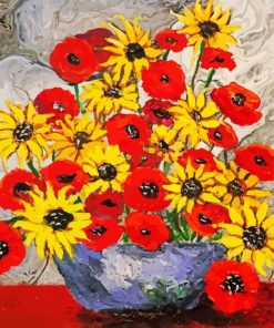 Poppies And Sunflowers paint by numbers