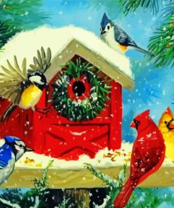 Snow Christmas Birdhouse paint by numbers