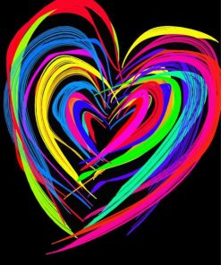 Abstract Colorful Hearts paint by numbers