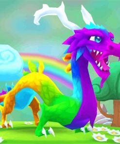 Adorable Rainbow Dragon paint by numbers