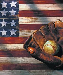 American Flag Baseball paint by numbers