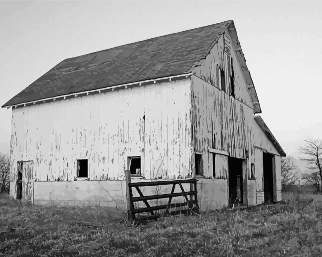 Black And White Barn Paint By Numbers