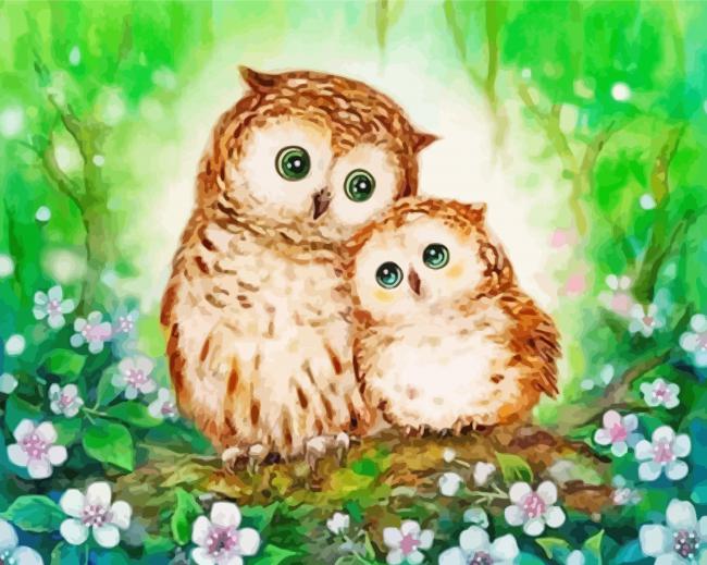Aesthetic Owl Couple Paint by numbers